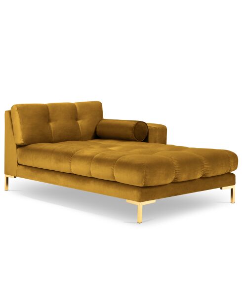 Diván recto de terciopelo amarillo Bali, 185 x 102 x 78 cm