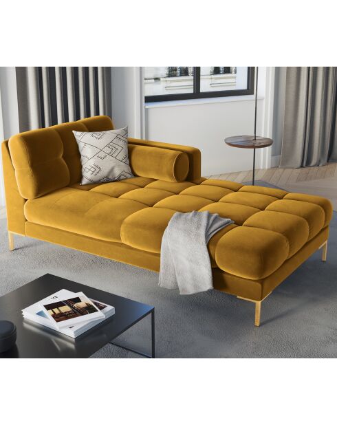 Diván recto de terciopelo amarillo Bali, 185 x 102 x 78 cm