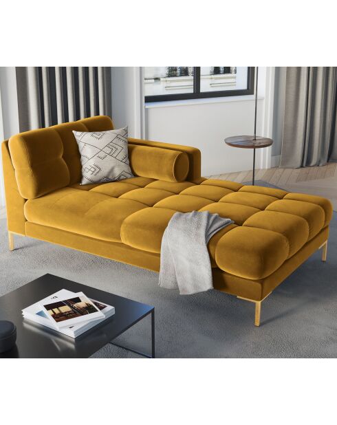 Méridienne Droite Velours Bali jaune - 185x102x78cm