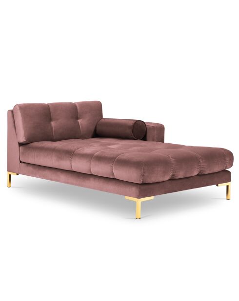 Méridienne Droite Velours Bali rose - 185x102x78cm