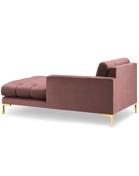 Méridienne Droite Velours Bali rose - 185x102x78cm