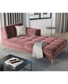 Méridienne Droite Velours Bali rose - 185x102x78cm