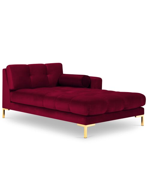 Méridienne Droite Velours Bali rouge - 185x102x78cm