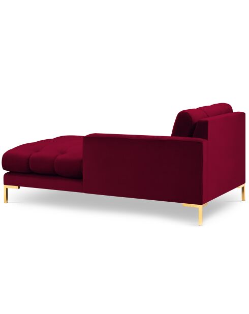 Méridienne Droite Velours Bali rouge - 185x102x78cm