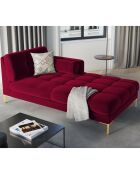 Méridienne Droite Velours Bali rouge - 185x102x78cm