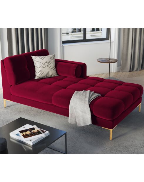 Méridienne Droite Velours Bali rouge - 185x102x78cm