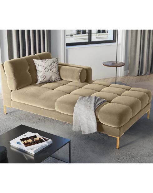 Méridienne Droite Velours Bali beige - 185x102x78cm