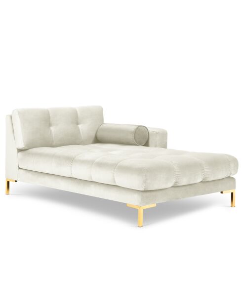 Méridienne Droite Velours Bali beige clair - 185x102x78cm