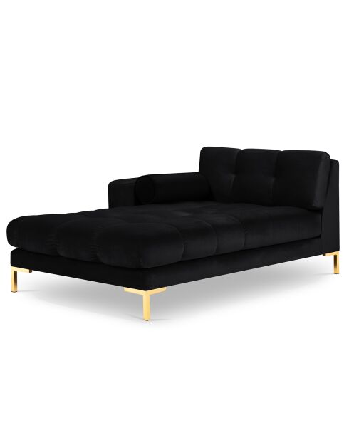 Bali Tagesbett aus schwarzem Samt, links, 185 x 102 x 78 cm