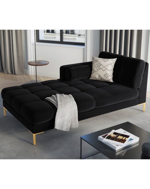 Bali Tagesbett aus schwarzem Samt, links, 185 x 102 x 78 cm