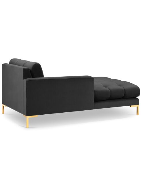 Méridienne Gauche Velours Bali gris foncé - 185x102x78cm