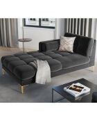 Méridienne Gauche Velours Bali gris foncé - 185x102x78cm