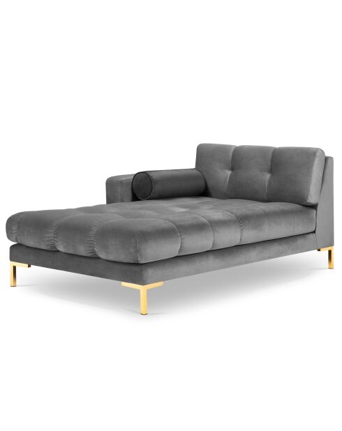 Méridienne Gauche Velours Bali grise - 185x102x78cm