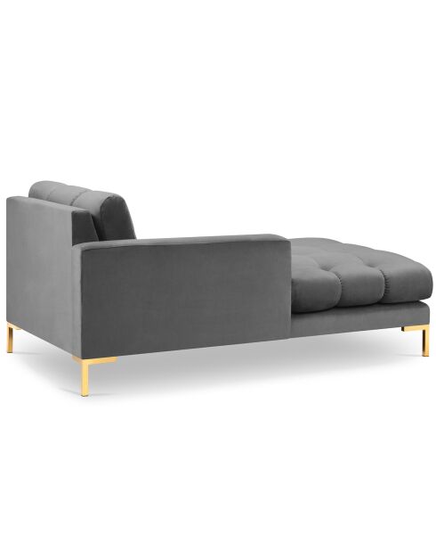 Méridienne Gauche Velours Bali grise - 185x102x78cm