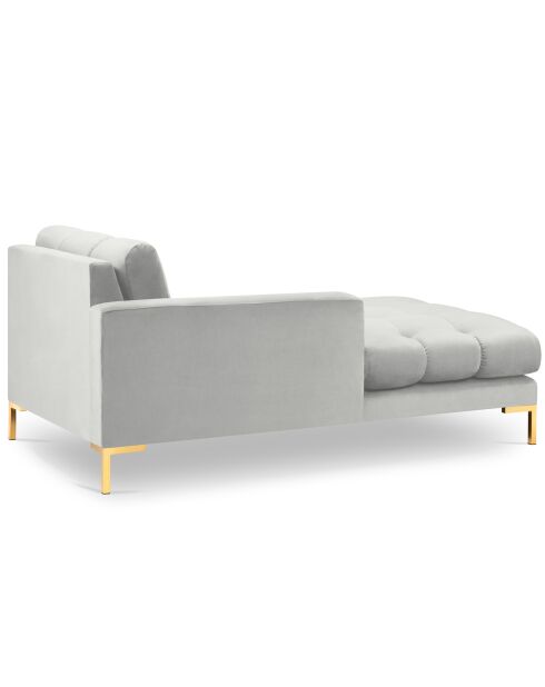 Méridienne Gauche Velours Bali argentée - 185x102x78cm