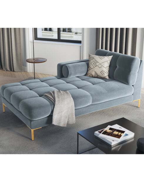 Bali blauw fluweel linkermeridiaan - 185x102x78cm