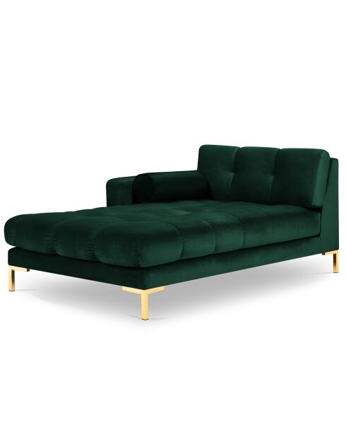 Méridienne Gauche Velours Bali vert bouteille - 185x102x78cm
