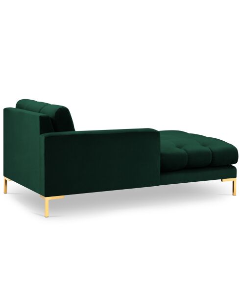 Méridienne Gauche Velours Bali vert bouteille - 185x102x78cm