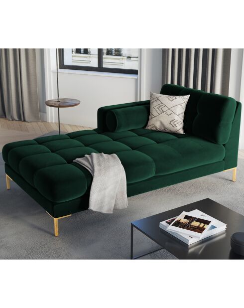 Méridienne Gauche Velours Bali vert bouteille - 185x102x78cm