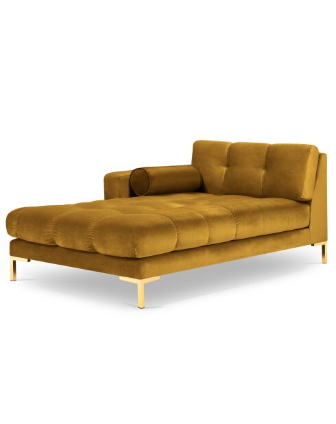 Diván izquierdo de terciopelo amarillo Bali, 185 x 102 x 78 cm