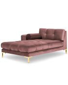 Méridienne Gauche Velours Bali rose - 185x102x78cm