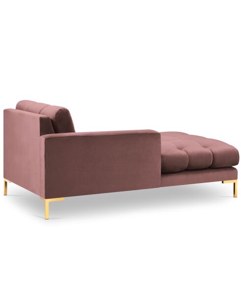 Méridienne Gauche Velours Bali rose - 185x102x78cm