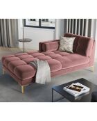 Méridienne Gauche Velours Bali rose - 185x102x78cm
