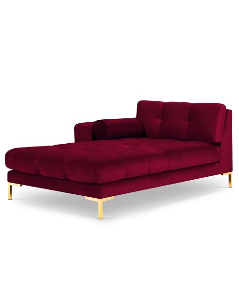 Méridienne Gauche Velours Bali rouge - 185x102x78cm