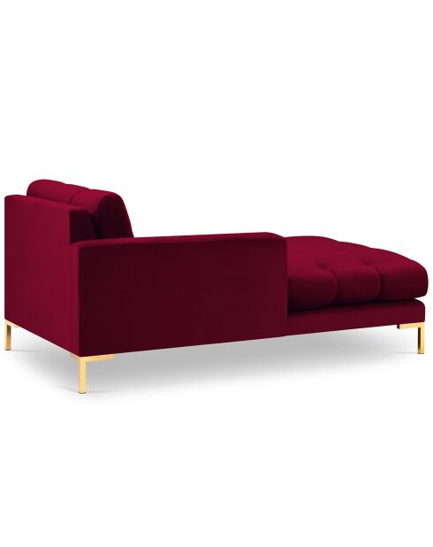 Méridienne Gauche Velours Bali rouge - 185x102x78cm