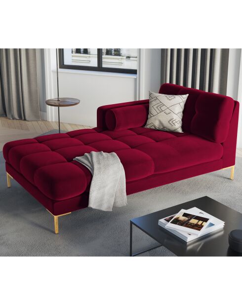 Méridienne Gauche Velours Bali rouge - 185x102x78cm