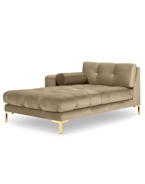 Méridienne Gauche Velours Bali beige - 185x102x78cm
