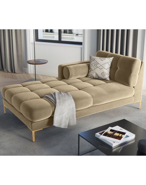Méridienne Gauche Velours Bali beige - 185x102x78cm