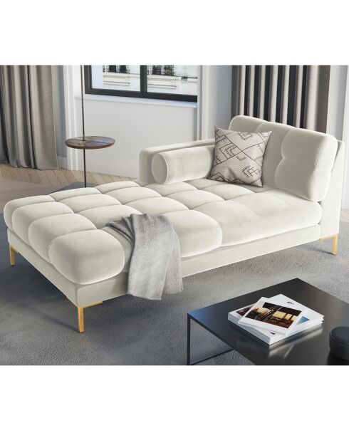 Méridienne Gauche Velours Bali beige clair - 185x102x78cm