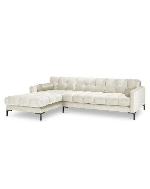 Canapé d'angle Gauche Velours Bali beige clair - 293x185x78cm