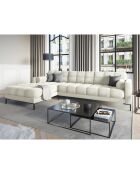 Canapé d'angle Gauche Velours Bali beige clair - 293x185x78cm