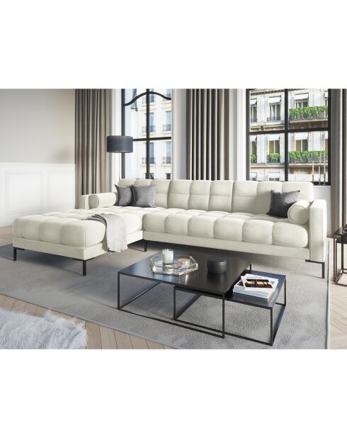 Canapé d'angle Gauche Velours Bali beige clair - 293x185x78cm
