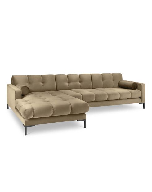 Canapé d'angle Gauche Velours Bali beige - 293x185x78cm