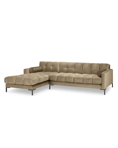 Canapé d'angle Gauche Velours Bali beige - 293x185x78cm