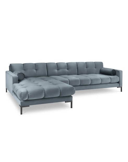 Canapé d'angle Gauche Velours Bali bleu - 293x185x78cm