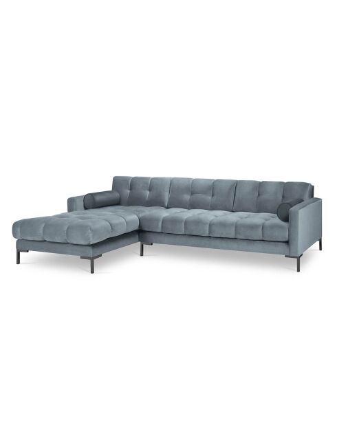 Canapé d'angle Gauche Velours Bali bleu - 293x185x78cm
