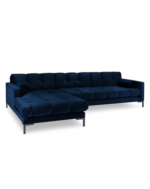 Canapé d'angle Gauche Velours Bali bleu roi - 293x185x78cm