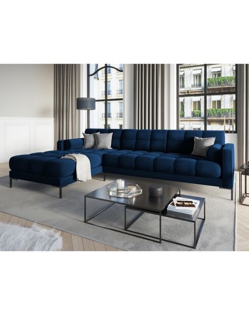 Canapé d'angle Gauche Velours Bali bleu roi - 293x185x78cm