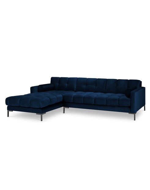 Canapé d'angle Gauche Velours Bali bleu roi - 293x185x78cm