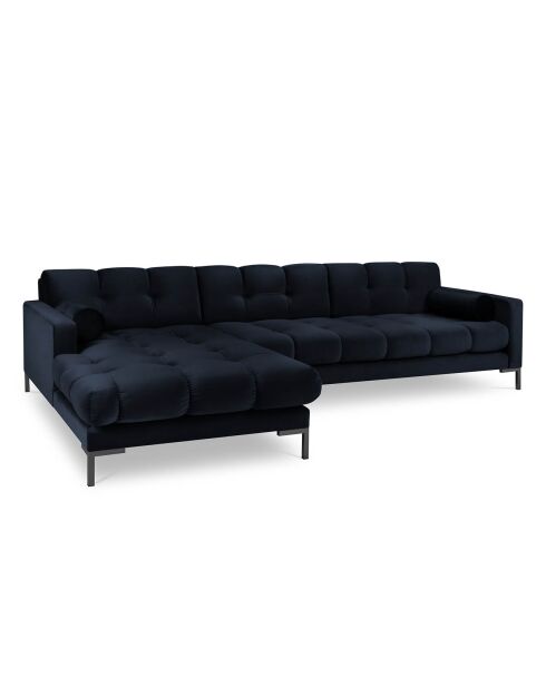 Canapé d'angle Gauche Velours Bali bleu foncé - 293x185x78cm