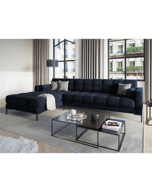 Canapé d'angle Gauche Velours Bali bleu foncé - 293x185x78cm