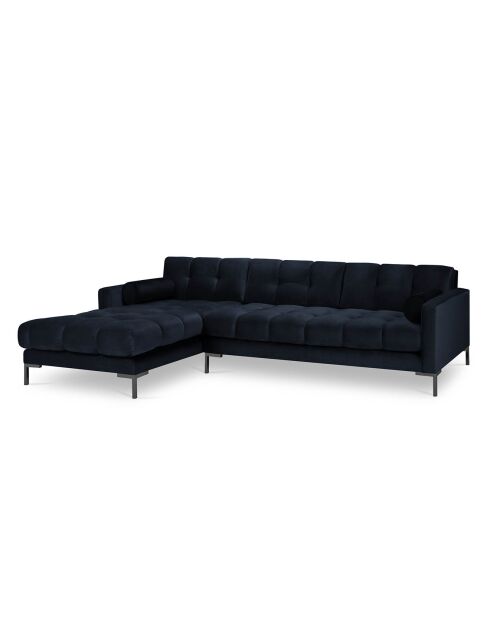 Canapé d'angle Gauche Velours Bali bleu foncé - 293x185x78cm