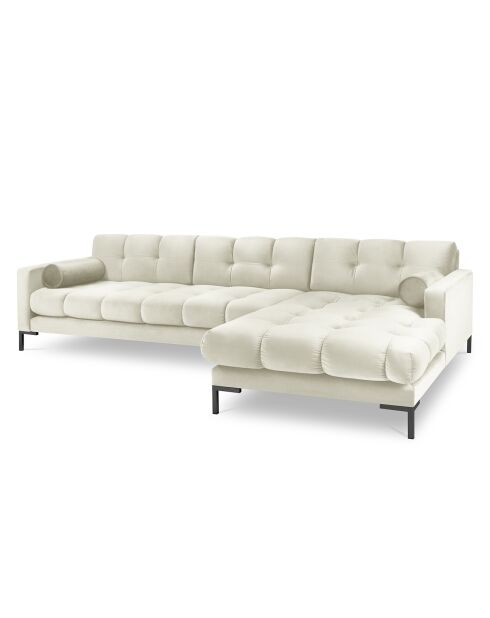 Canapé d'angle Droit Velours Bali beige clair - 293x185x78cm