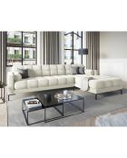 Canapé d'angle Droit Velours Bali beige clair - 293x185x78cm