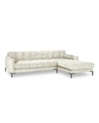 Canapé d'angle Droit Velours Bali beige clair - 293x185x78cm