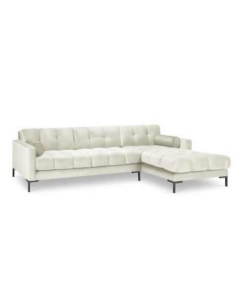 Canapé d'angle Droit Velours Bali beige clair - 293x185x78cm